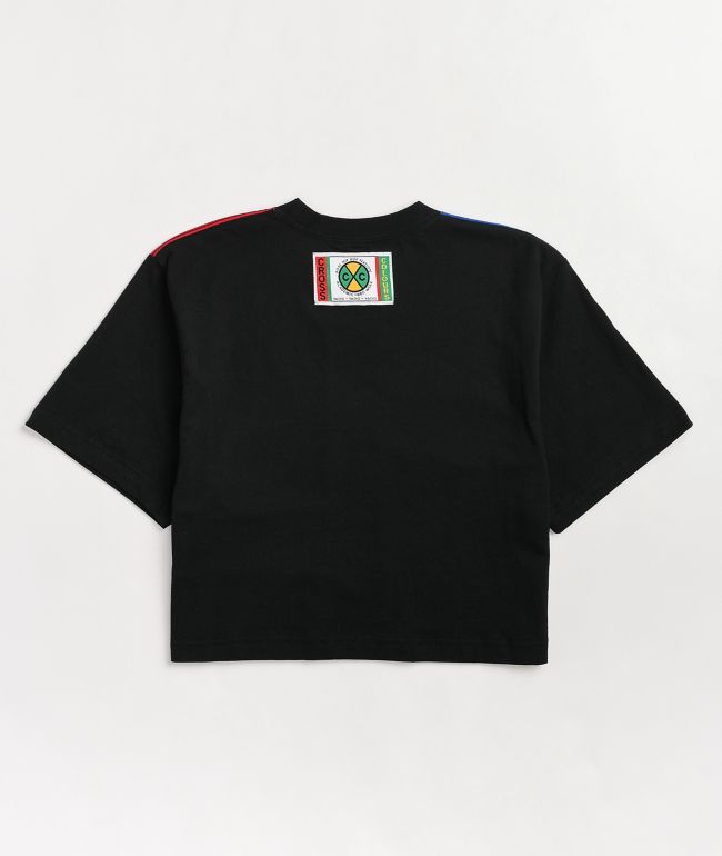 Cross Colours Assorted Black Colorblock Crop T-Shirt - thumbnail 2