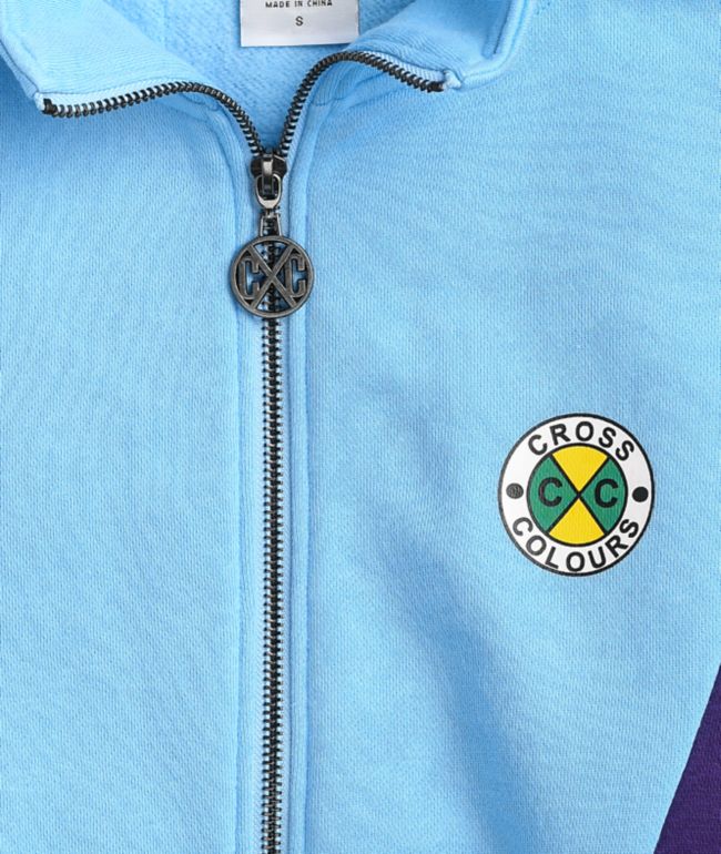 Cross Colours Blue Colorblock Fleece Track Jacket - thumbnail 3