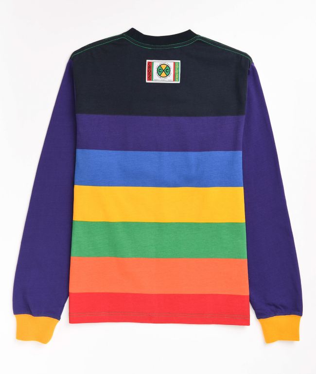 Cross Colours Multi Stripe Rainbow Long Sleeve T-Shirt - thumbnail 2