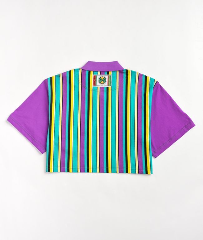 Cross Colours Multi Stripe Zip Polo Shirt - thumbnail 2