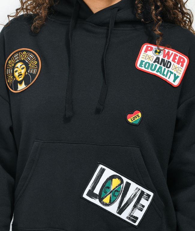 Cross Colours Patches Black Crop Hoodie - thumbnail 3