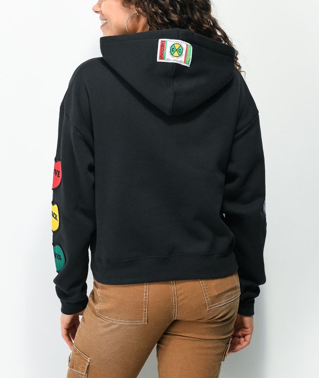 Cross Colours Patches Black Crop Hoodie - thumbnail 2