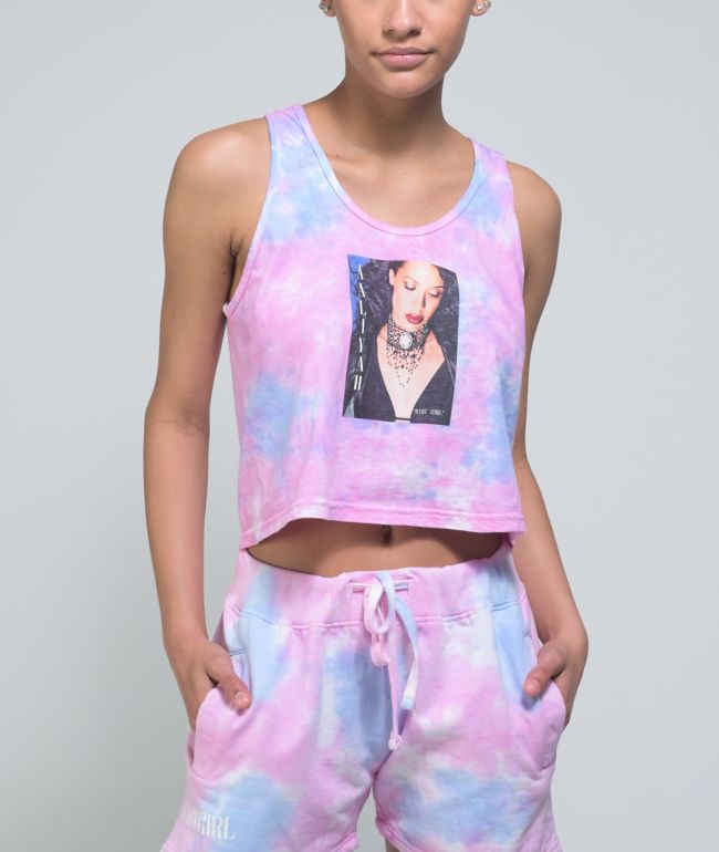 Cross Colours x Aaliyah Pink Tie Dye Crop Tank Top