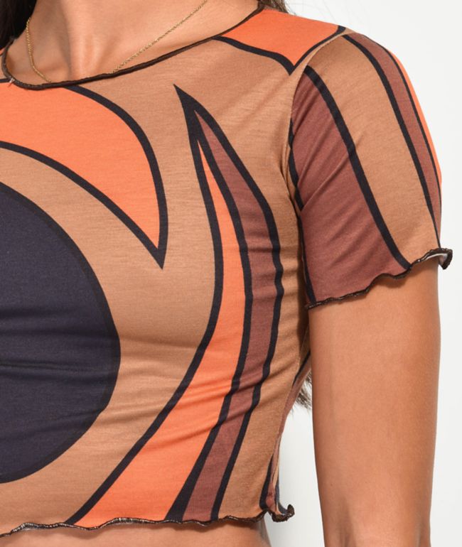 Daisy Street Brown Swirl Crop Top - thumbnail 3