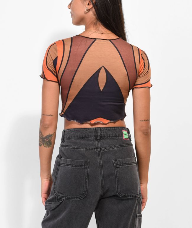 Daisy Street Brown Swirl Crop Top - thumbnail 2