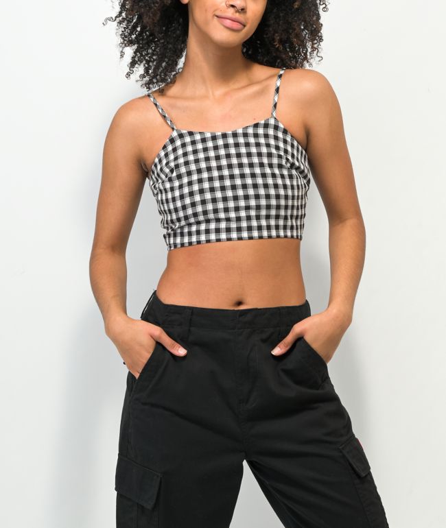 Daisy Street Cali Black & White Plaid Tank Top
