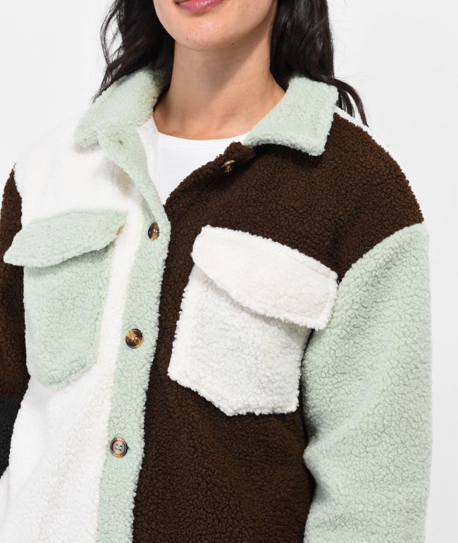 Daisy Street Colorblock Borg Jacket - thumbnail 3
