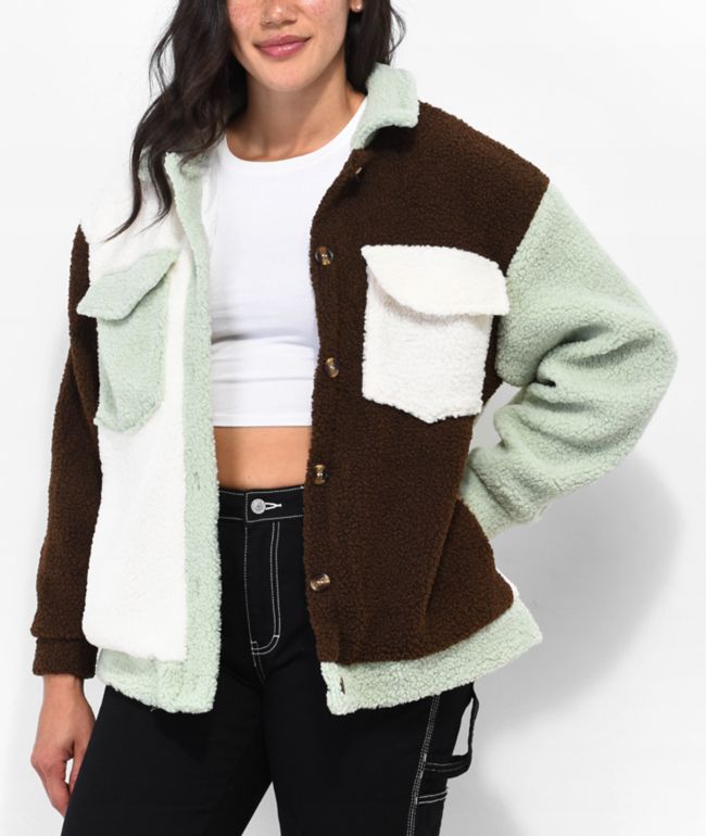 Daisy Street Colorblock Borg Jacket
