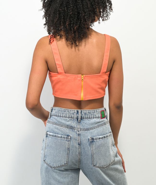 Daisy Street Orange Denim Crop Tank Top - thumbnail 2