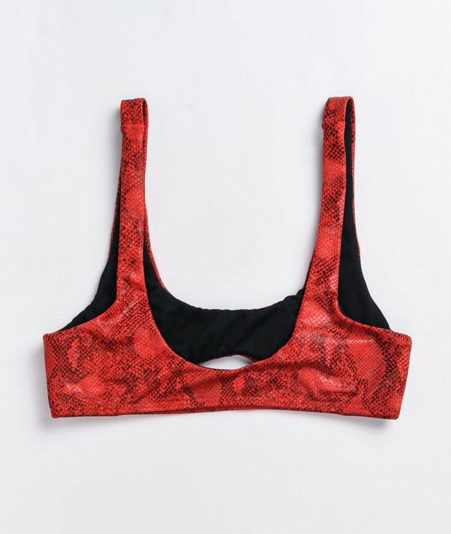 Damsel Boa Red Python Cutout Sport Bikini Top - thumbnail 2