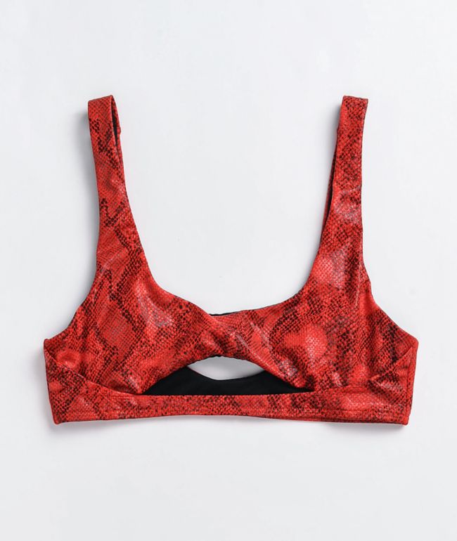 Damsel Boa Red Python Cutout Sport Bikini Top