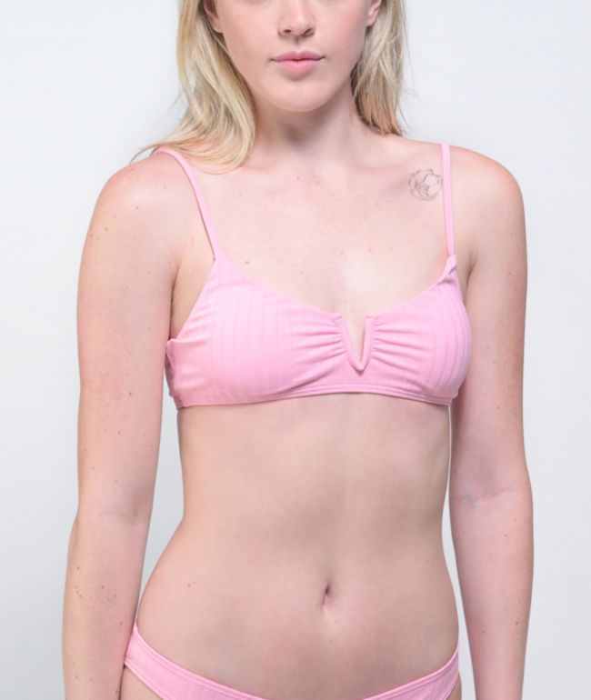Damsel Bon Super Rib Pink Bralette Bikini Top