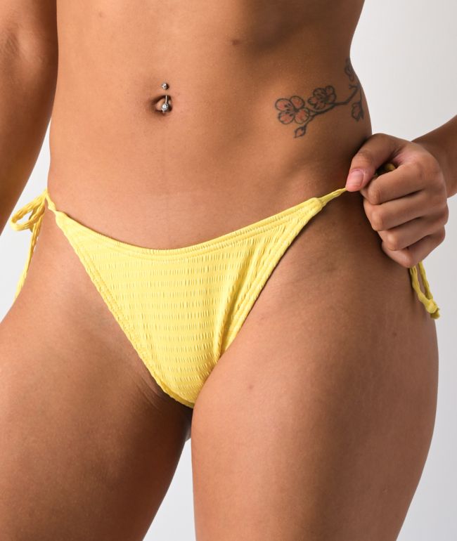 Damsel Bridget Beaded Yellow High Leg Bikini Bottom - thumbnail 3