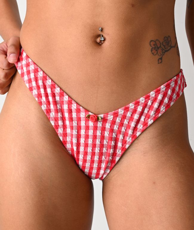 Damsel Carmen Red Gingham High Leg Bikini Bottom - thumbnail 3