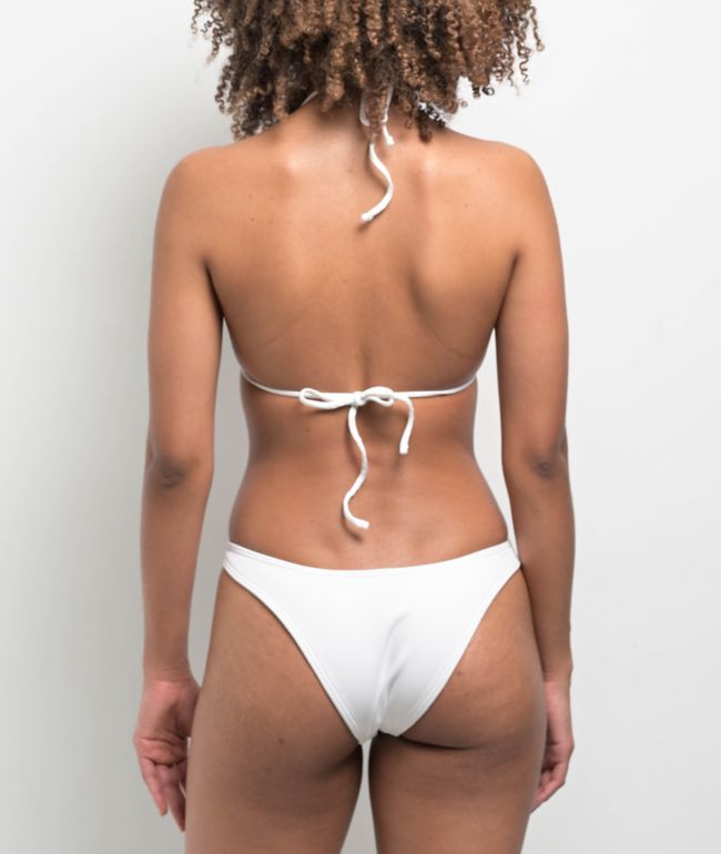Damsel Chanel Heart Rib White High Leg Bikini Bottom - thumbnail 2
