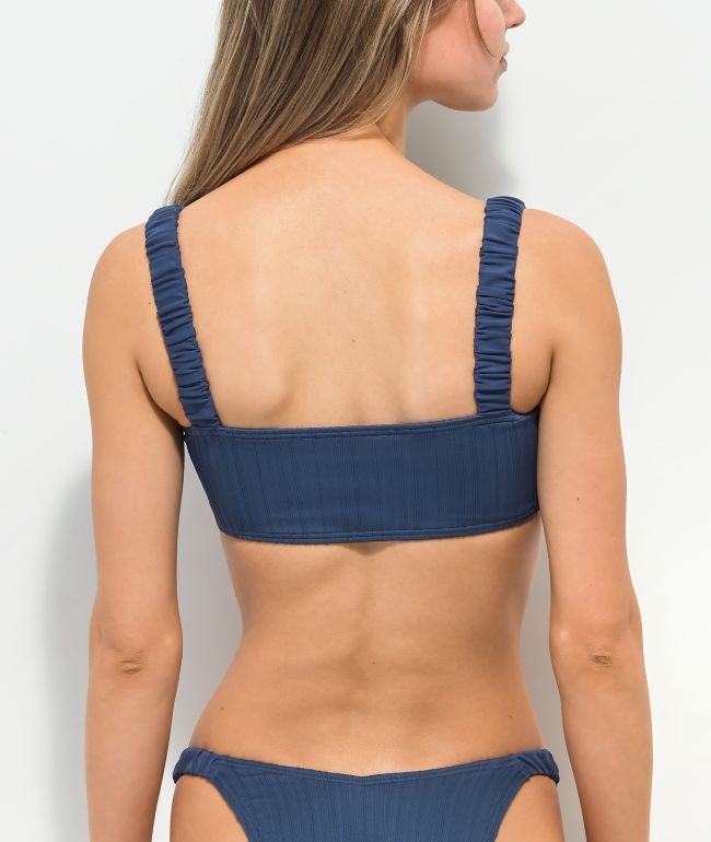 Damsel Denim Scrunchie Rib Bandeau Bikini Top - thumbnail 2
