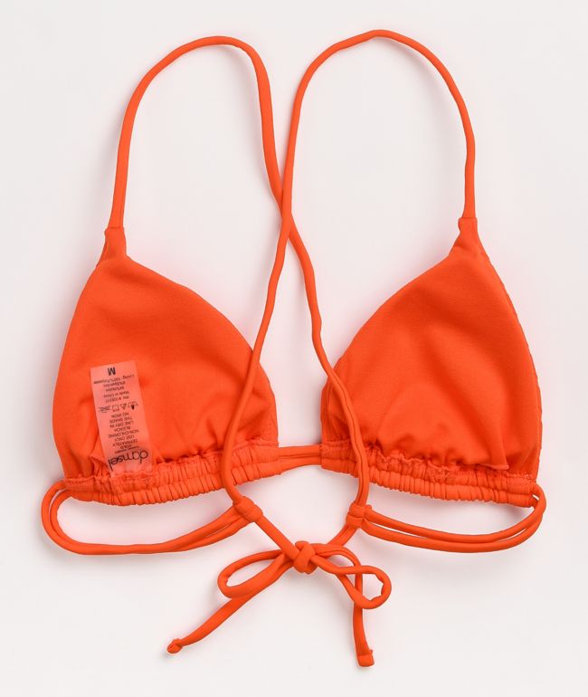 Damsel Fluorescent Orange Super Ribbed Triangle Bikini Top - thumbnail 2