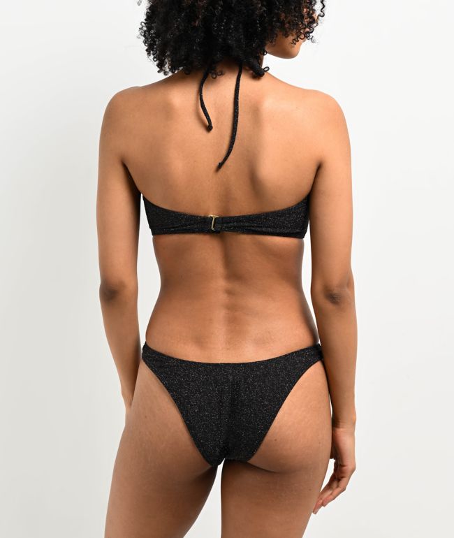 Damsel Jules Crinkle Dust Black High Leg Bikini Botttom - thumbnail 2