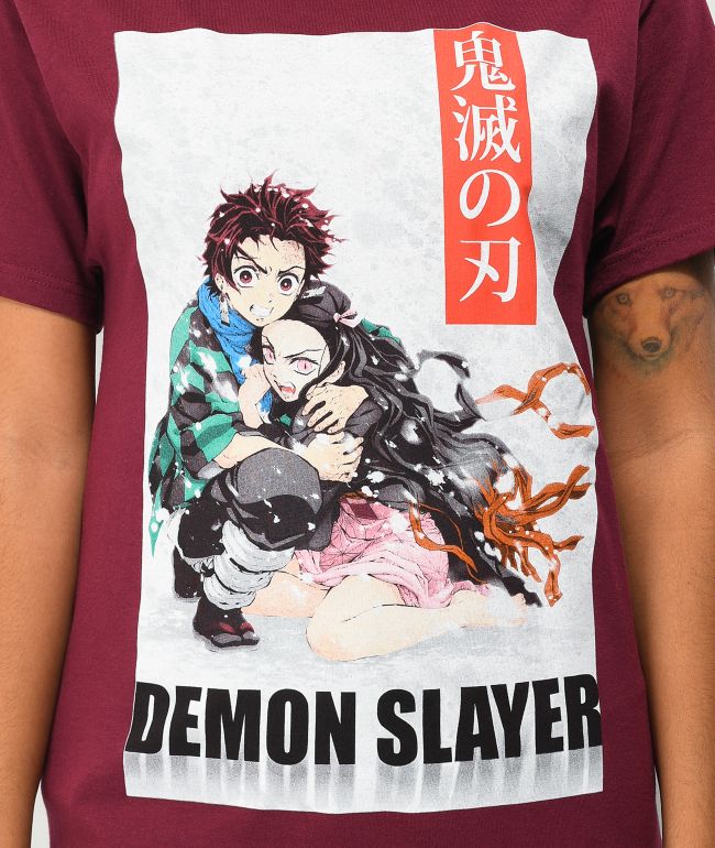 Demon Slayer Protect Burgundy T-Shirt - thumbnail 2