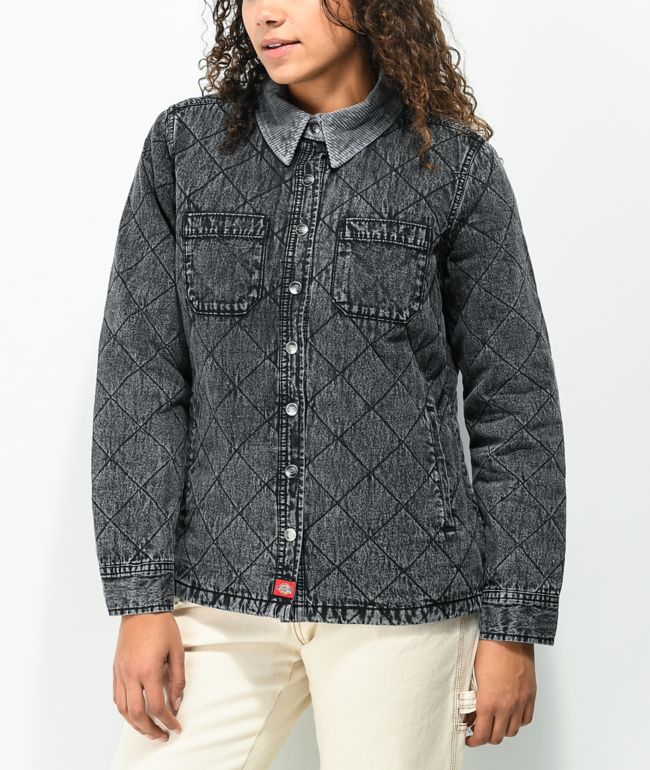 Dickies Quilted Washed Black Chore Jacket - thumbnail 3