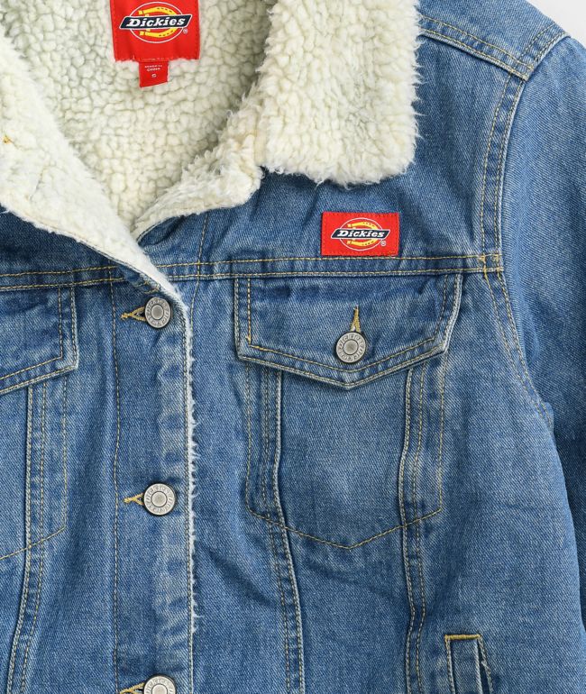 Dickies Sherpa Lined Blue Denim Jacket - thumbnail 3