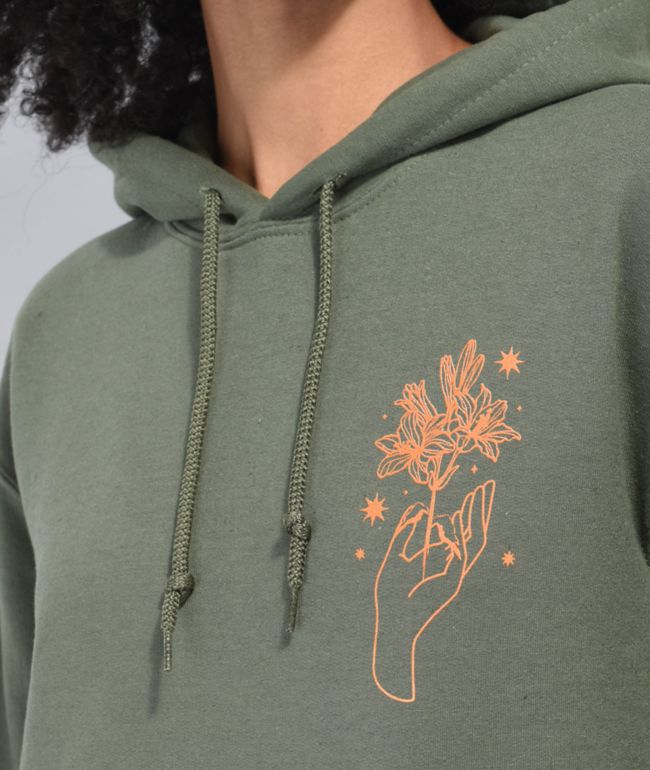 Dravus Bloom Hands Olive Green Hoodie - thumbnail 3