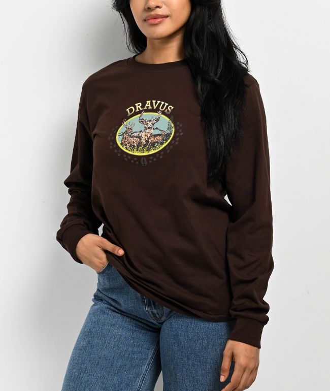 Dravus Deerscape Brown Long Sleeve T-Shirt