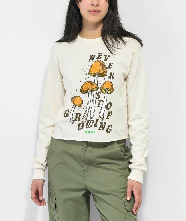 Dravus Never Stop Growing Natural Long Sleeve Crop T-Shirt