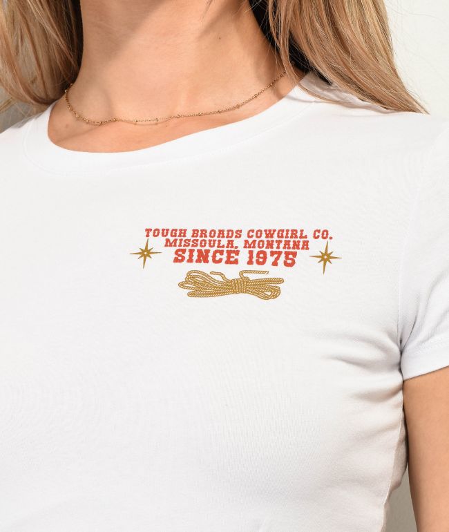 Dravus Tough Broads White Crop T-Shirt - thumbnail 3