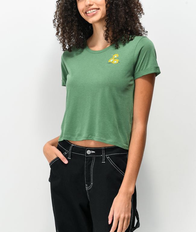 Dravus Yony Heading Nowhere Green Crop T-Shirt - thumbnail 2