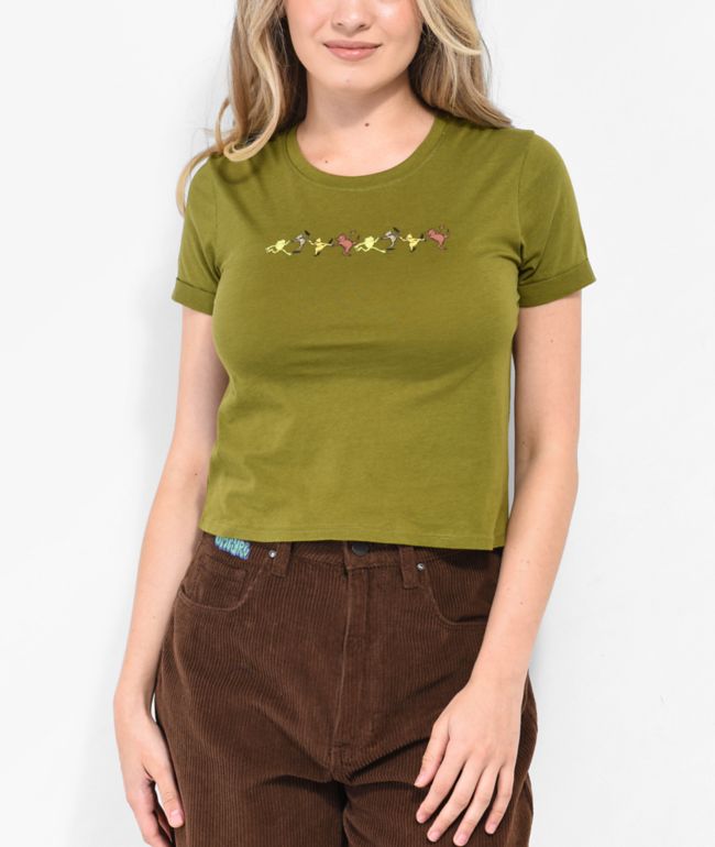 Dravus Yony Little Things Green Crop T-Shirt - thumbnail 2