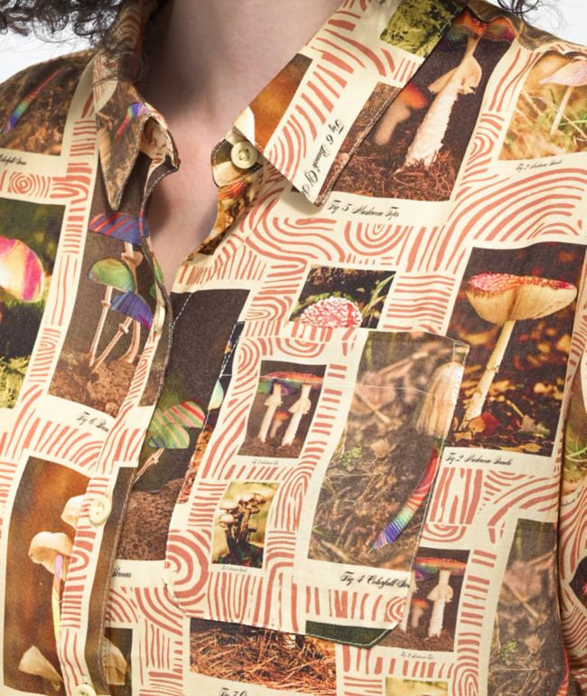 Dravus Zaedia Mushroom Tan Short Sleeve Button Up Shirt - thumbnail 3