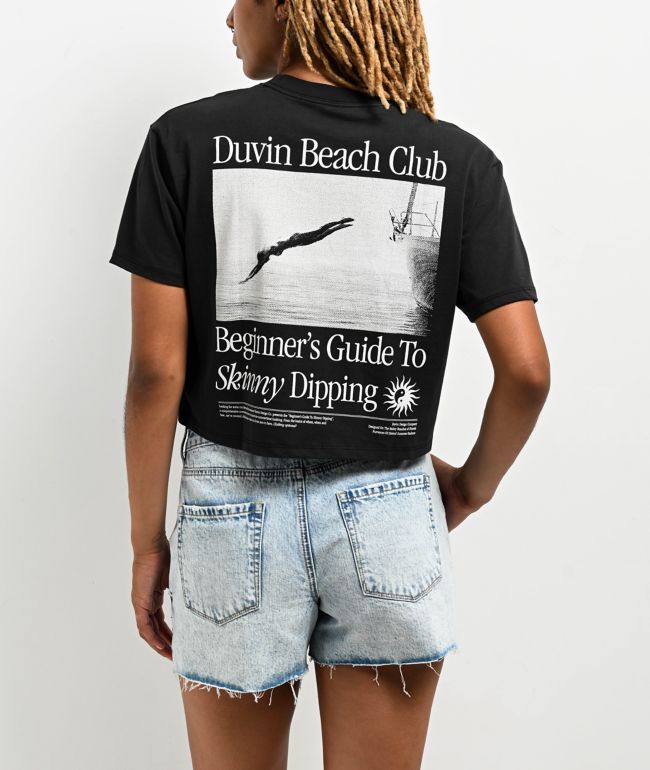 Duvin Skinny Dippin Black Crop T-Shirt
