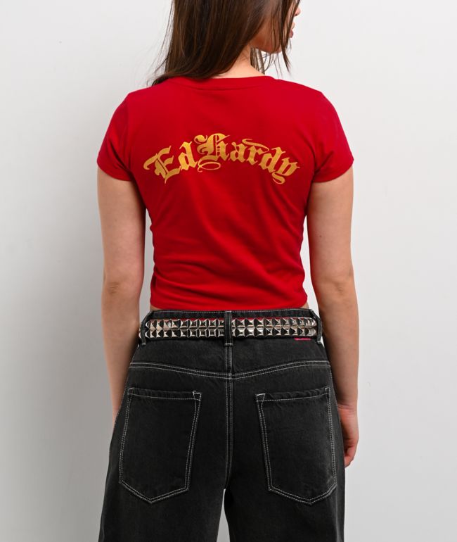 Ed Hardy Crawling Tigers Cherry Crop T-Shirt - thumbnail 2