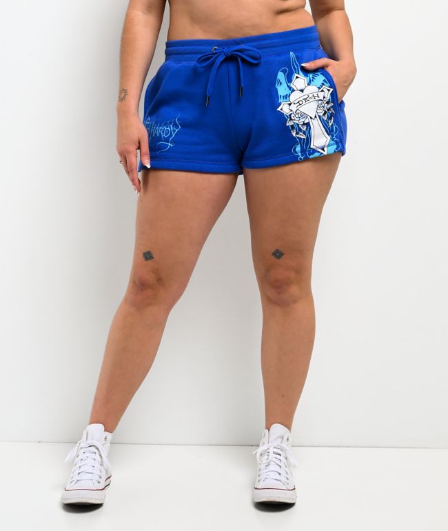 Ed Hardy Cross Wings Royal Blue Sweat Shorts - thumbnail 3