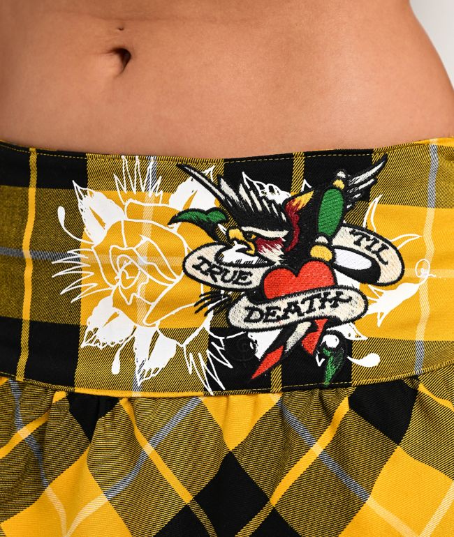 Ed Hardy Eagle Yellow Plaid Skirt - thumbnail 3