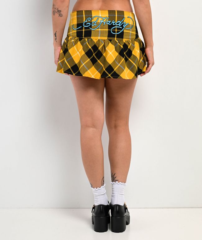 Ed Hardy Eagle Yellow Plaid Skirt - thumbnail 2