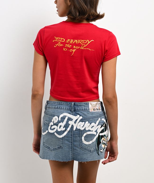 Ed Hardy Panther Cherry Crop T-Shirt - thumbnail 2