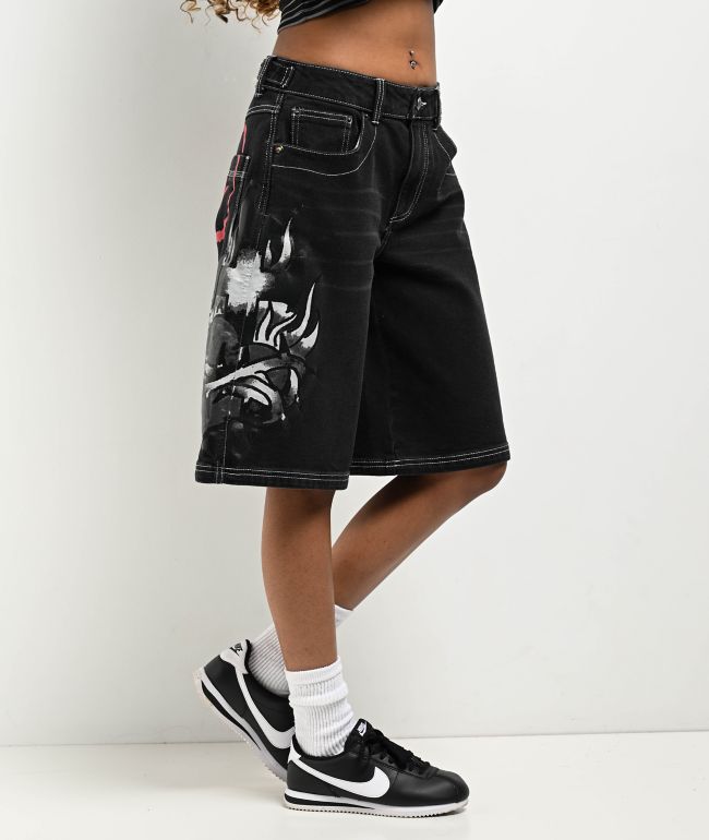 Ed Hardy Sacred Heart Black Wash Shorts - thumbnail 2