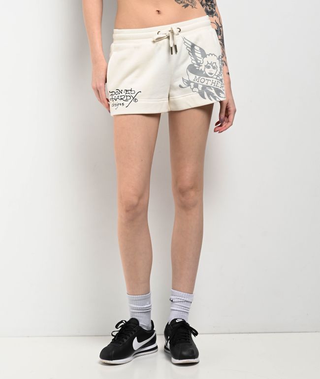 Ed Hardy Sacred Heart Ivory Sweat Shorts - thumbnail 2