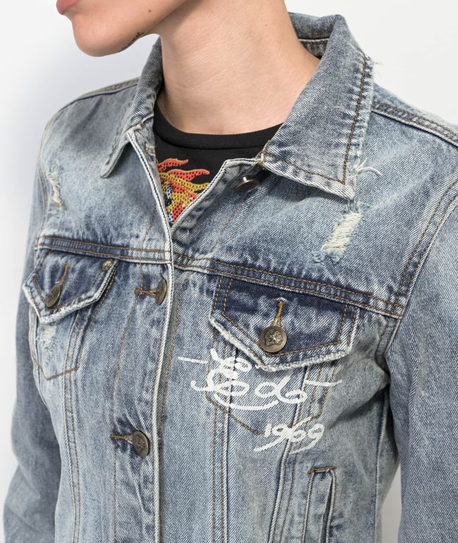 Ed Hardy Screaming Tiger Light Blue Denim Jacket - thumbnail 3