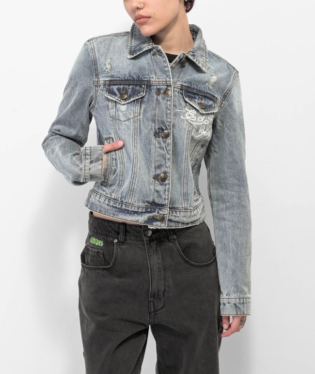 Ed Hardy Screaming Tiger Light Blue Denim Jacket - thumbnail 2