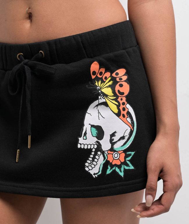 Ed Hardy Skull Butterflies Black Sweat Skirt - thumbnail 3