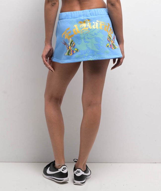 Ed Hardy Swallows Blue Sweat Skirt