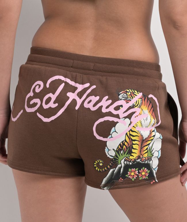 Ed Hardy Tiger Mountain Brown Sweat Shorts - thumbnail 3