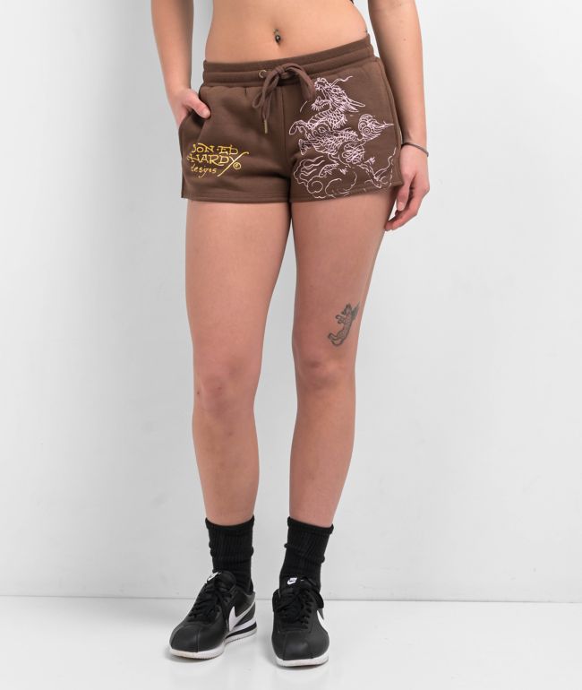 Ed Hardy Tiger Mountain Brown Sweat Shorts - thumbnail 2