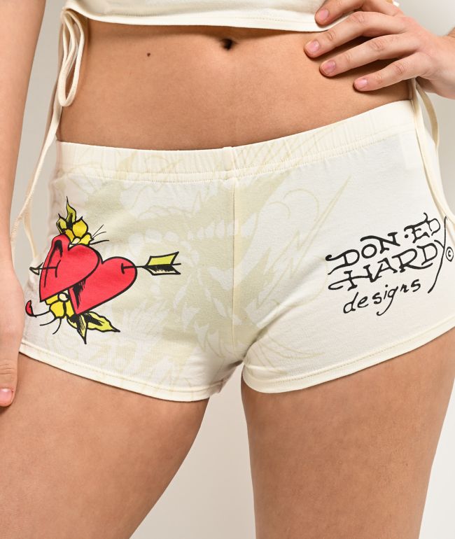 Ed Hardy Wings Biker White Lounge Shorts - thumbnail 3