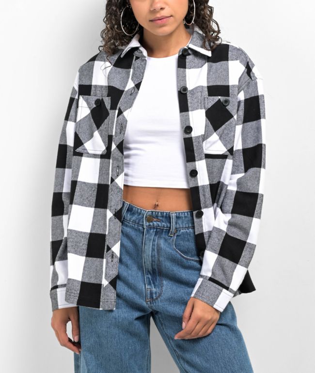 Empyre Akrin Black & White Plaid Flannel Shirt
