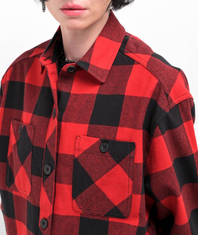 Empyre Akrin Red Plaid Flannel Shirt - thumbnail 3