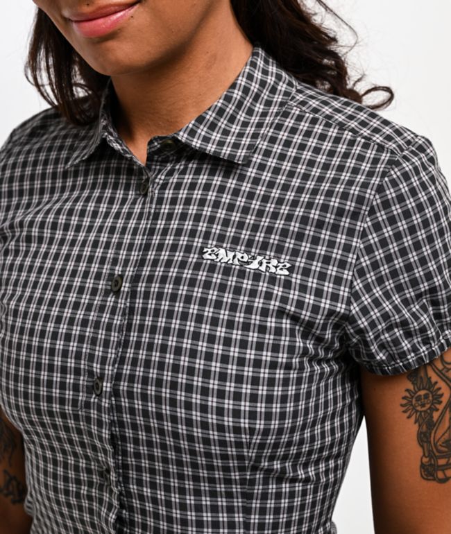 Empyre Alana Plaid Brown Button Up Shirt - thumbnail 3